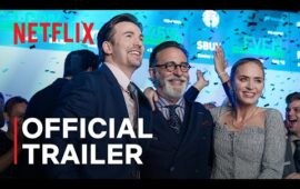 Эмили Блант, Крис Эванс и Кэтрин О’Хара в трейлере фильма «Продавцы боли» от Netflix. …