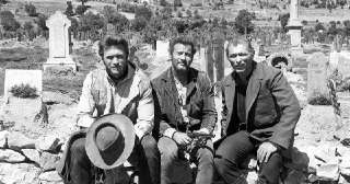 🖼 Клинт Иствуд, Илай Уоллак и Ли Ван Клиф на съемках фильма «Хороший, плохой, злой…